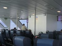 Looking toward the forward passenger compartment and the cockpit access steps